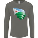 Curled Djibouti Flag Djiboutians Day Football Mens Long Sleeve T-Shirt Charcoal