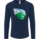 Curled Djibouti Flag Djiboutians Day Football Mens Long Sleeve T-Shirt Navy Blue