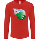 Curled Djibouti Flag Djiboutians Day Football Mens Long Sleeve T-Shirt Red