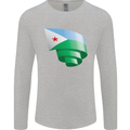 Curled Djibouti Flag Djiboutians Day Football Mens Long Sleeve T-Shirt Sports Grey