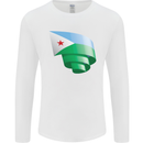 Curled Djibouti Flag Djiboutians Day Football Mens Long Sleeve T-Shirt White
