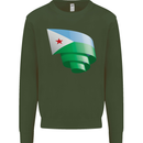 Curled Djibouti Flag Djiboutians Day Football Mens Sweatshirt Jumper Forest Green