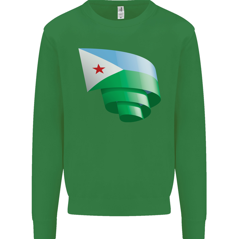 Curled Djibouti Flag Djiboutians Day Football Mens Sweatshirt Jumper Irish Green