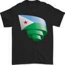 Curled Djibouti Flag Djiboutians Day Football Mens T-Shirt 100% Cotton Black