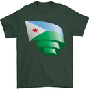 Curled Djibouti Flag Djiboutians Day Football Mens T-Shirt 100% Cotton Forest Green