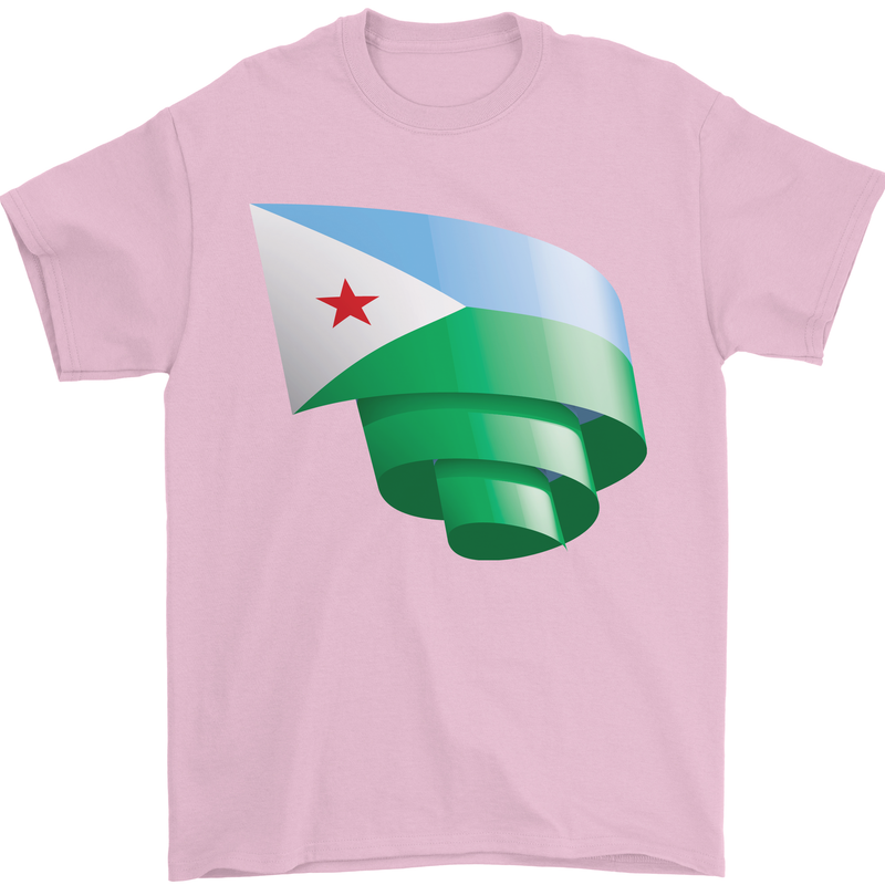 Curled Djibouti Flag Djiboutians Day Football Mens T-Shirt 100% Cotton Light Pink