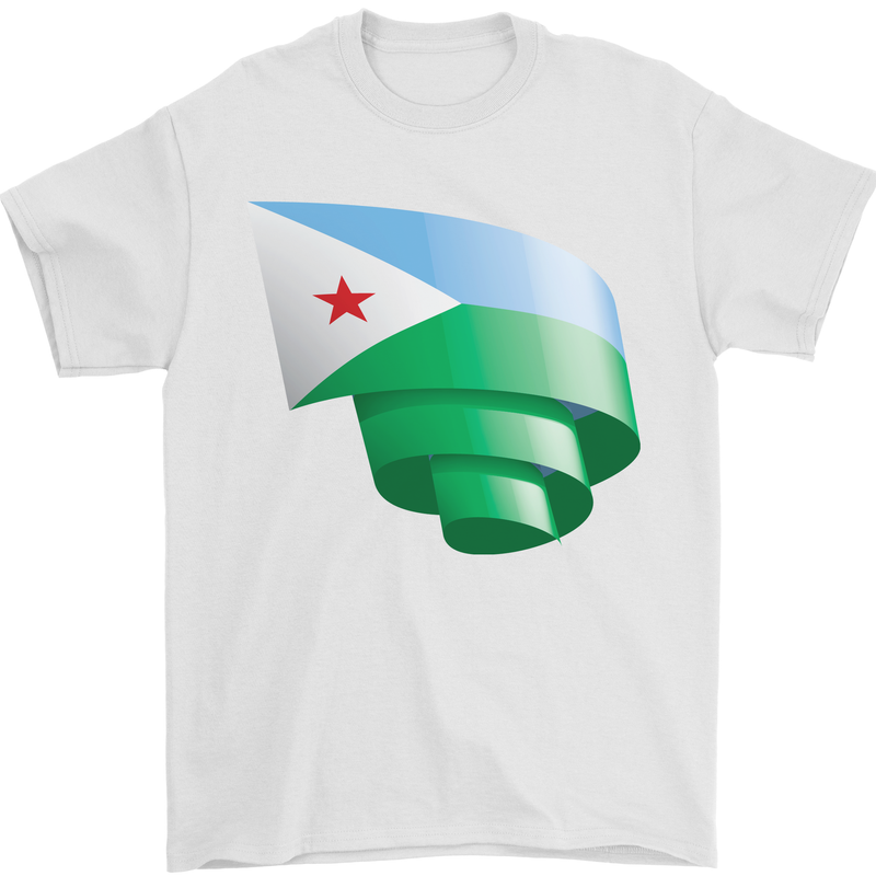 Curled Djibouti Flag Djiboutians Day Football Mens T-Shirt 100% Cotton White