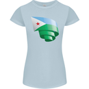 Curled Djibouti Flag Djiboutians Day Football Womens Petite Cut T-Shirt Light Blue