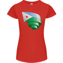 Curled Djibouti Flag Djiboutians Day Football Womens Petite Cut T-Shirt Red