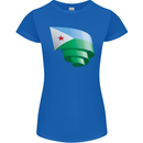 Curled Djibouti Flag Djiboutians Day Football Womens Petite Cut T-Shirt Royal Blue