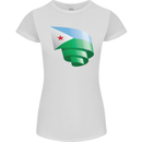Curled Djibouti Flag Djiboutians Day Football Womens Petite Cut T-Shirt White