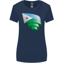 Curled Djibouti Flag Djiboutians Day Football Womens Wider Cut T-Shirt Navy Blue