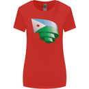 Curled Djibouti Flag Djiboutians Day Football Womens Wider Cut T-Shirt Red