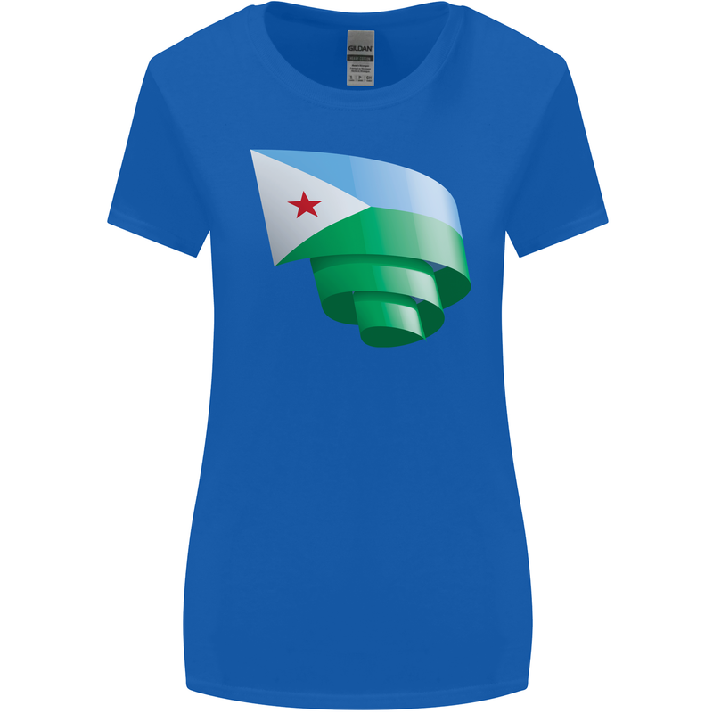 Curled Djibouti Flag Djiboutians Day Football Womens Wider Cut T-Shirt Royal Blue