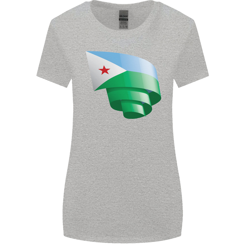 Curled Djibouti Flag Djiboutians Day Football Womens Wider Cut T-Shirt Sports Grey