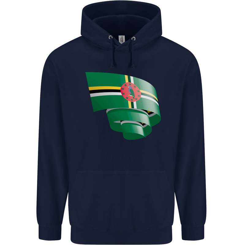 Curled Dominica Flag Dominican Day Football Childrens Kids Hoodie Navy Blue
