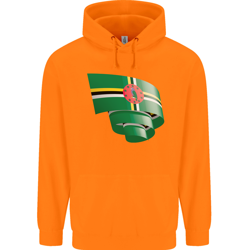 Curled Dominica Flag Dominican Day Football Childrens Kids Hoodie Orange