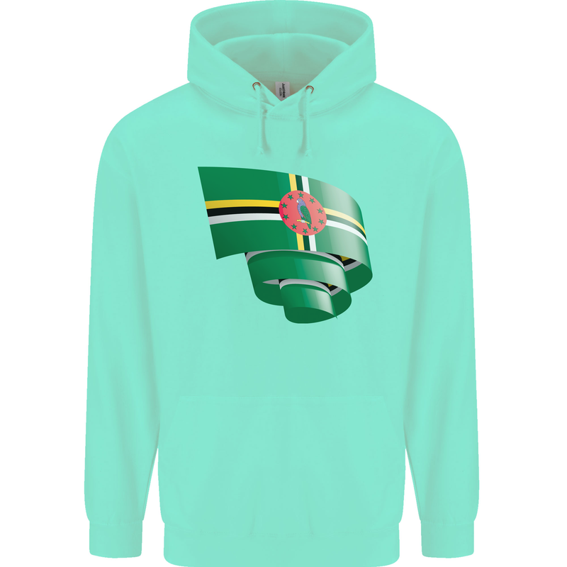 Curled Dominica Flag Dominican Day Football Childrens Kids Hoodie Peppermint