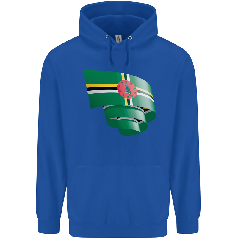Curled Dominica Flag Dominican Day Football Childrens Kids Hoodie Royal Blue