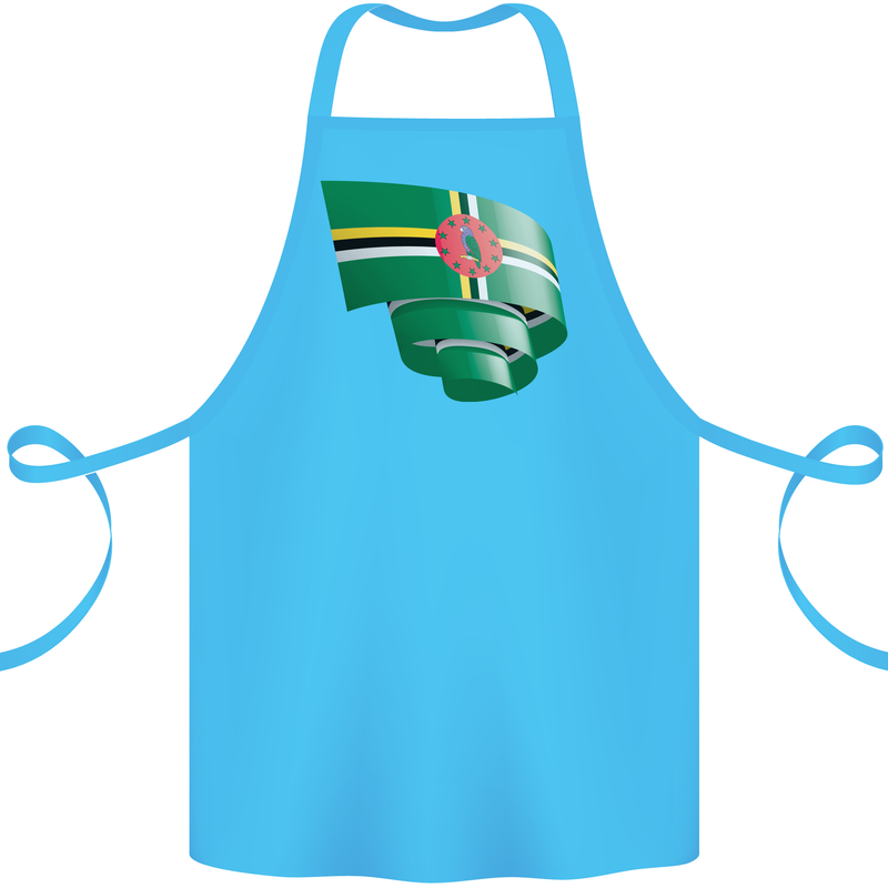 Curled Dominica Flag Dominican Day Football Cotton Apron 100% Organic Turquoise