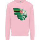 Curled Dominica Flag Dominican Day Football Kids Sweatshirt Jumper Light Pink