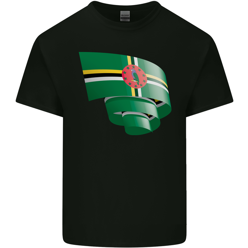 Curled Dominica Flag Dominican Day Football Kids T-Shirt Childrens Black