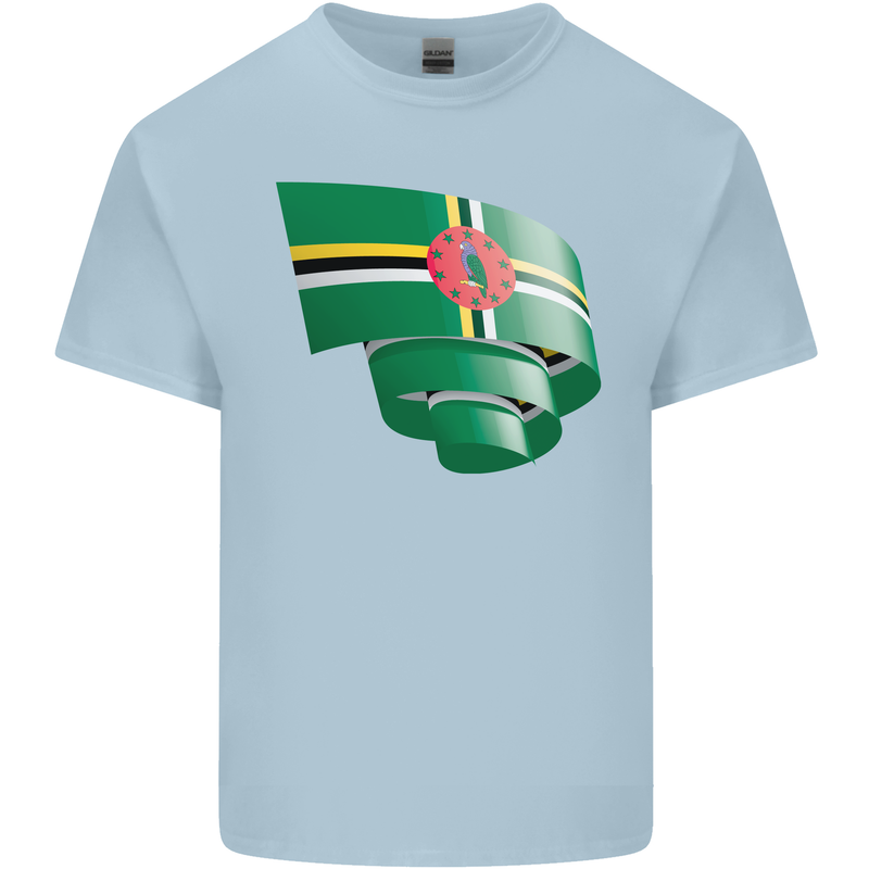 Curled Dominica Flag Dominican Day Football Kids T-Shirt Childrens Light Blue