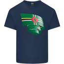 Curled Dominica Flag Dominican Day Football Kids T-Shirt Childrens Navy Blue
