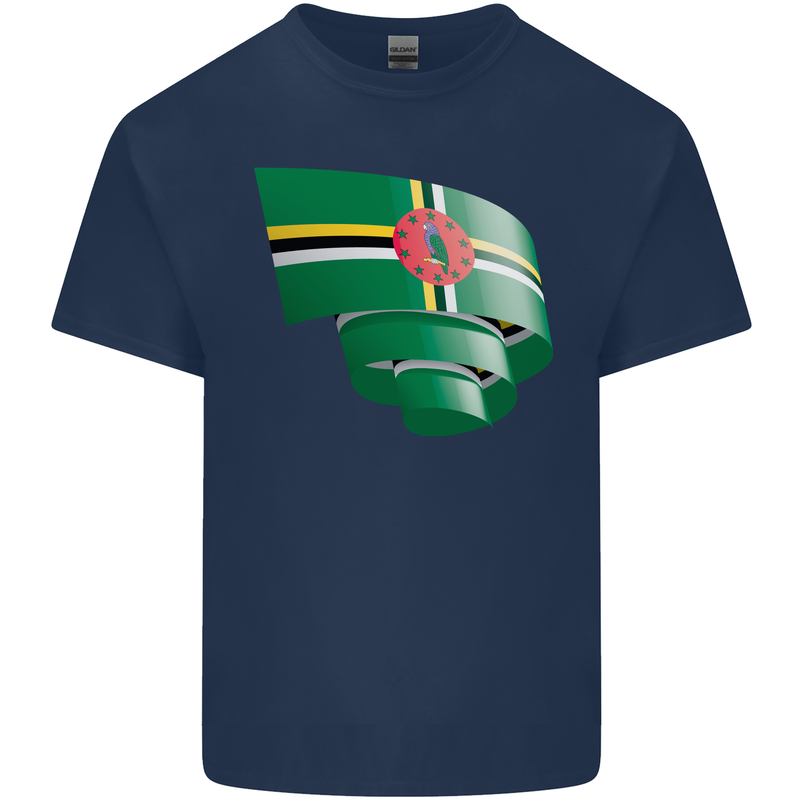 Curled Dominica Flag Dominican Day Football Kids T-Shirt Childrens Navy Blue
