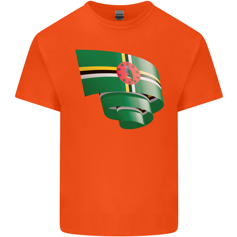 Curled Dominica Flag Dominican Day Football Kids T-Shirt Childrens Orange