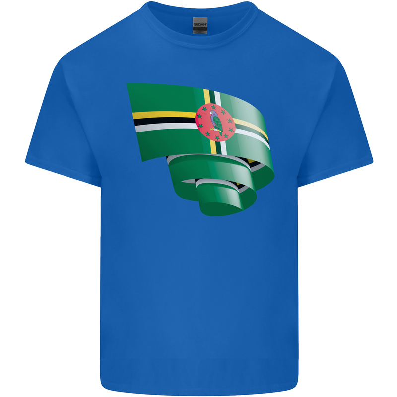 Curled Dominica Flag Dominican Day Football Kids T-Shirt Childrens Royal Blue