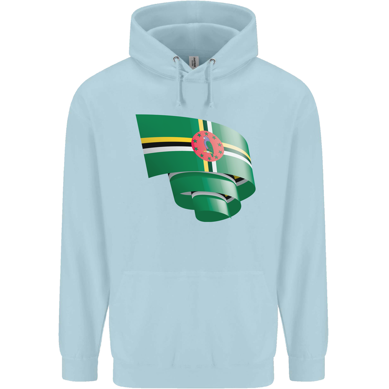 Curled Dominica Flag Dominican Day Football Mens 80% Cotton Hoodie Light Blue
