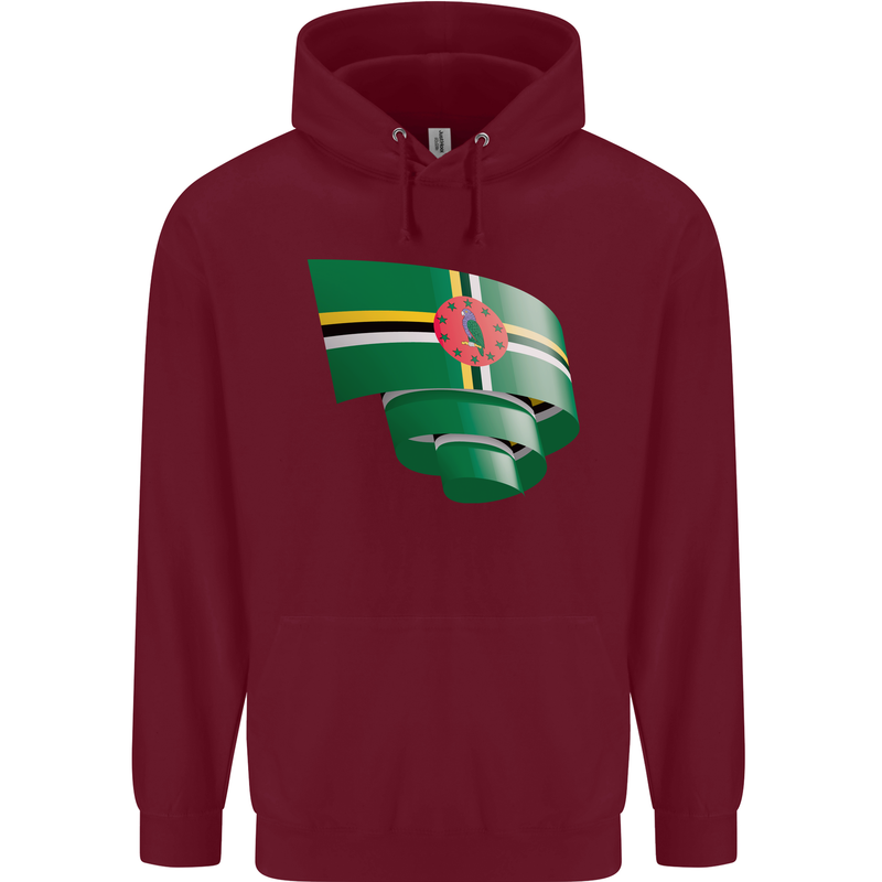 Curled Dominica Flag Dominican Day Football Mens 80% Cotton Hoodie Maroon