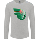 Curled Dominica Flag Dominican Day Football Mens Long Sleeve T-Shirt Sports Grey