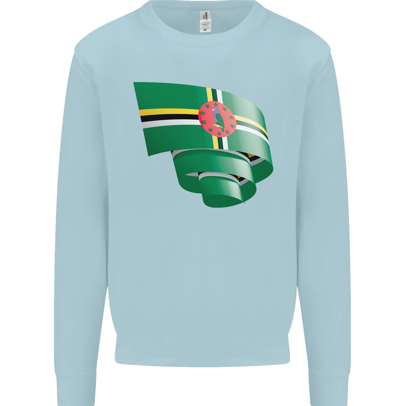 Curled Dominica Flag Dominican Day Football Mens Sweatshirt Jumper Light Blue