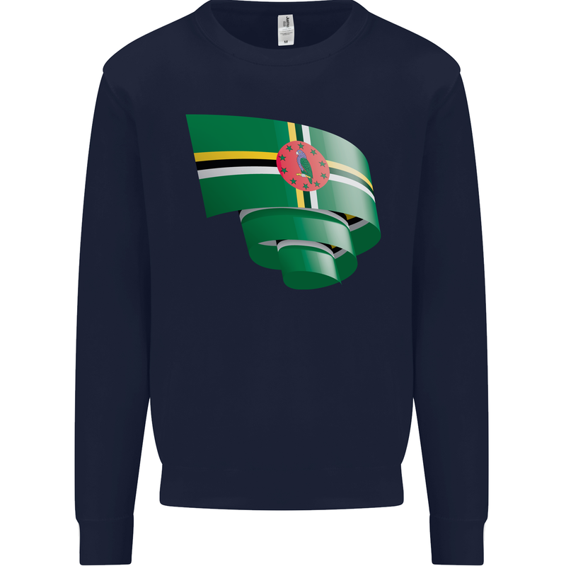 Curled Dominica Flag Dominican Day Football Mens Sweatshirt Jumper Navy Blue