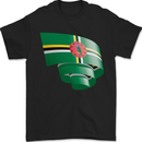 Curled Dominica Flag Dominican Day Football Mens T-Shirt 100% Cotton Black