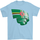 Curled Dominica Flag Dominican Day Football Mens T-Shirt 100% Cotton Light Blue