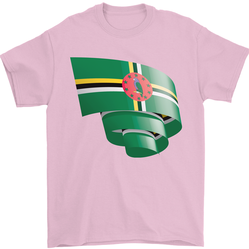 Curled Dominica Flag Dominican Day Football Mens T-Shirt 100% Cotton Light Pink