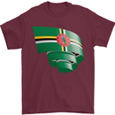 Curled Dominica Flag Dominican Day Football Mens T-Shirt 100% Cotton Maroon