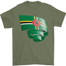 Curled Dominica Flag Dominican Day Football Mens T-Shirt 100% Cotton Military Green