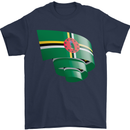 Curled Dominica Flag Dominican Day Football Mens T-Shirt 100% Cotton Navy Blue