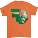 Curled Dominica Flag Dominican Day Football Mens T-Shirt 100% Cotton Orange