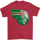 Curled Dominica Flag Dominican Day Football Mens T-Shirt 100% Cotton Red