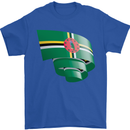 Curled Dominica Flag Dominican Day Football Mens T-Shirt 100% Cotton Royal Blue