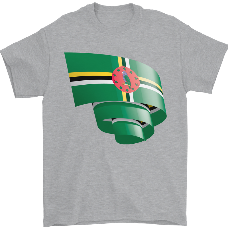 Curled Dominica Flag Dominican Day Football Mens T-Shirt 100% Cotton Sports Grey