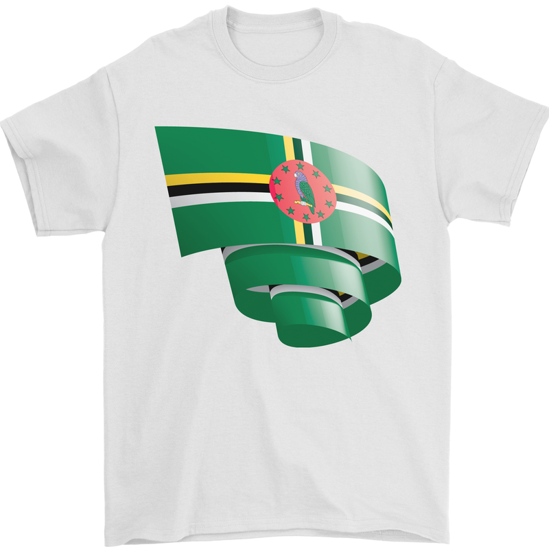 Curled Dominica Flag Dominican Day Football Mens T-Shirt 100% Cotton White