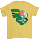 Curled Dominica Flag Dominican Day Football Mens T-Shirt 100% Cotton Yellow