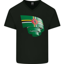 Curled Dominica Flag Dominican Day Football Mens V-Neck Cotton T-Shirt Black