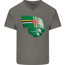 Curled Dominica Flag Dominican Day Football Mens V-Neck Cotton T-Shirt Charcoal